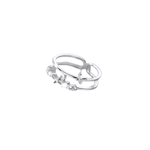 Women's Fashion Double Layer Butterfly Diamond Ring Set