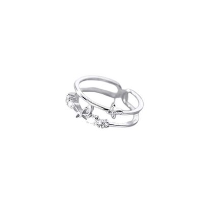 Women's Fashion Double Layer Butterfly Diamond Ring Set